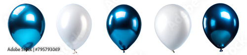 set of blue and white balloons for party, celebration