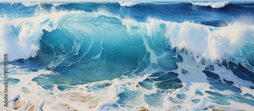 Blue ocean wave panorama
