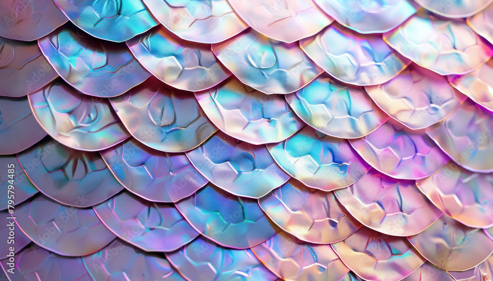 iridescent fish scales pattern with pastel glow for design use