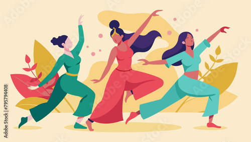 A group of women perform graceful yet powerful movements inspired by both belly dance and Aikido showcasing the fluidity and soft power in the