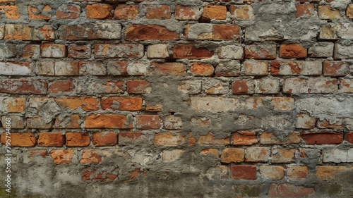 Background image  brick wall  mixed cement Old building scene.