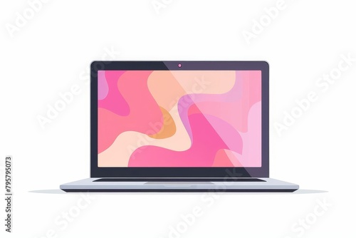 modern laptop computer icon in trendy flat design isolated on white electronic device mockup
