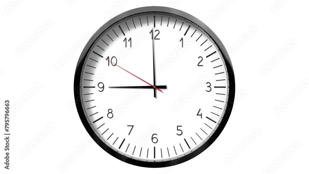 Classic wall clock on white background - 9 o clock - 3D 4k animation (3840 x 2160 px) Classic wall clock on white background - 9 o clock - 3D 4k animation (3840 x 2160 px)