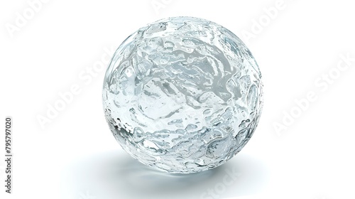 crystal ball with ice on a white background. 3d render