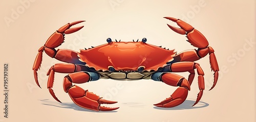 Isolated on soft background with copy space, Crab concept, illustration