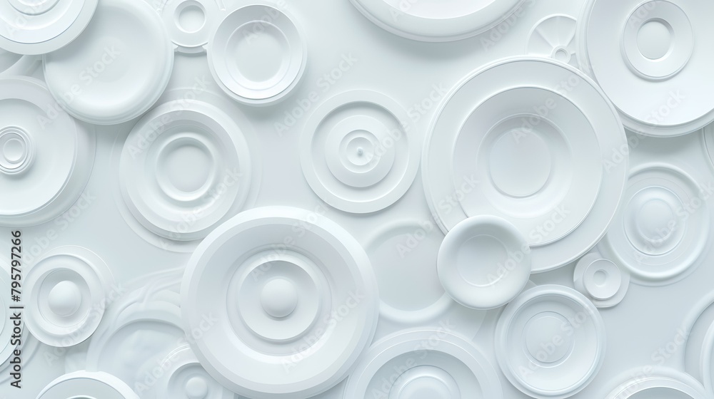 White abstract background with circles. Wallpaper. 3D render illustration