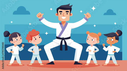 A martial arts instructor leads a class with a mix of intense drills and lighthearted games encouraging students to push themselves while also