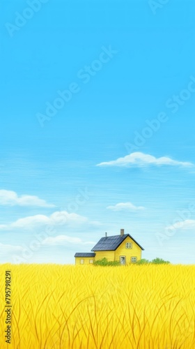 Grass field and contryside house sky architecture agriculture. photo