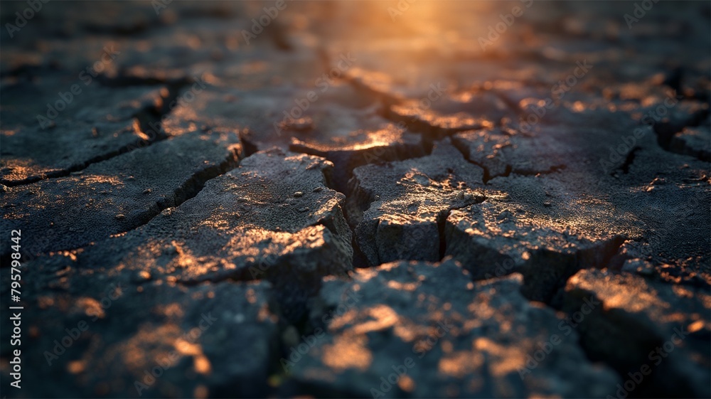 The image of the ground is broken, showing drought. The image of the ground is broken, showing drought.