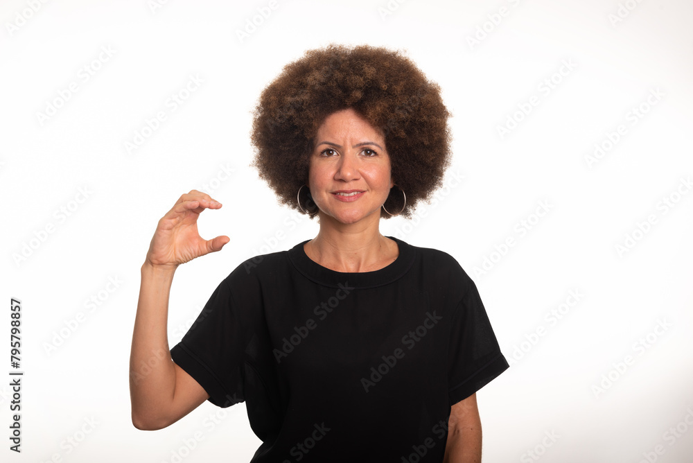 Interpreter of the Brazilian sign language, Libras, making the letter C. Interpreter of the Brazilian sign language, Libras, making the letter C.