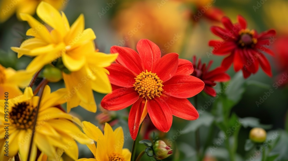 Many vibrant flowers appear in the image Many vibrant flowers appear in the image