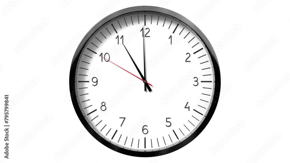Classic wall clock on white background - 11 o clock - 3D 4k animation (3840 x 2160 px) Classic wall clock on white background - 11 o clock - 3D 4k animation (3840 x 2160 px)