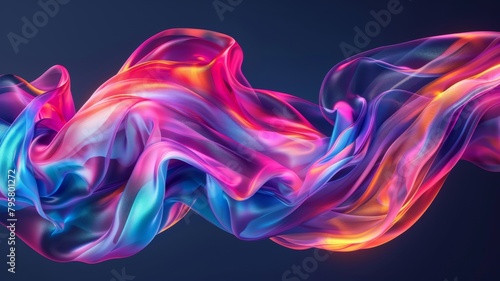 Immerse yourself in the beauty of this abstract fluid iridescent holographic neon curved wave in motion