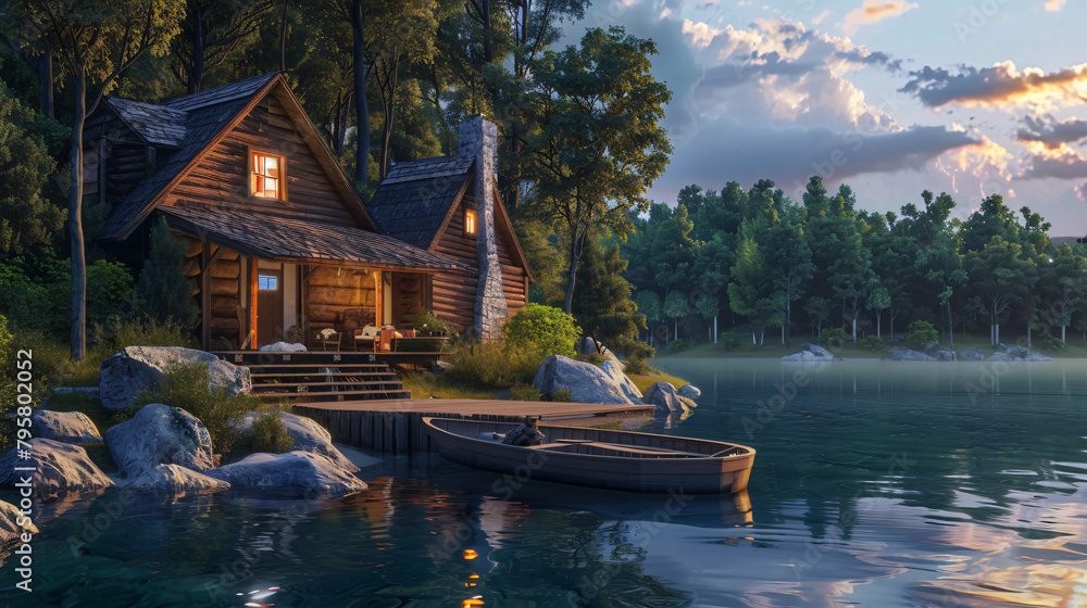 Lakeside Retreat: Cozy Cabin with Private Dock and Rowboat Lakeside Retreat: Cozy Cabin with Private Dock and Rowboat