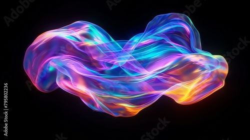 Immerse yourself in the ethereal beauty of this abstract fluid iridescent holographic neon curved wave in motion