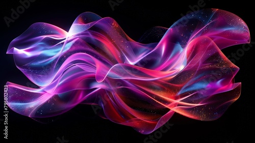 Immerse yourself in the ethereal beauty of this abstract fluid iridescent holographic neon curved wave in motion