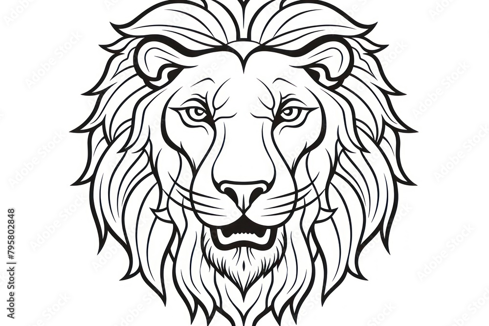 Lion outline sketch drawing mammal representation.