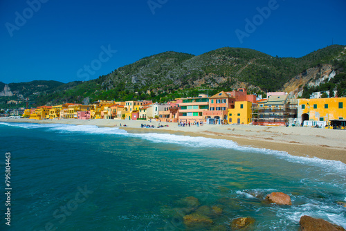 The village of Verigotti with its characteristic colorful houses photo