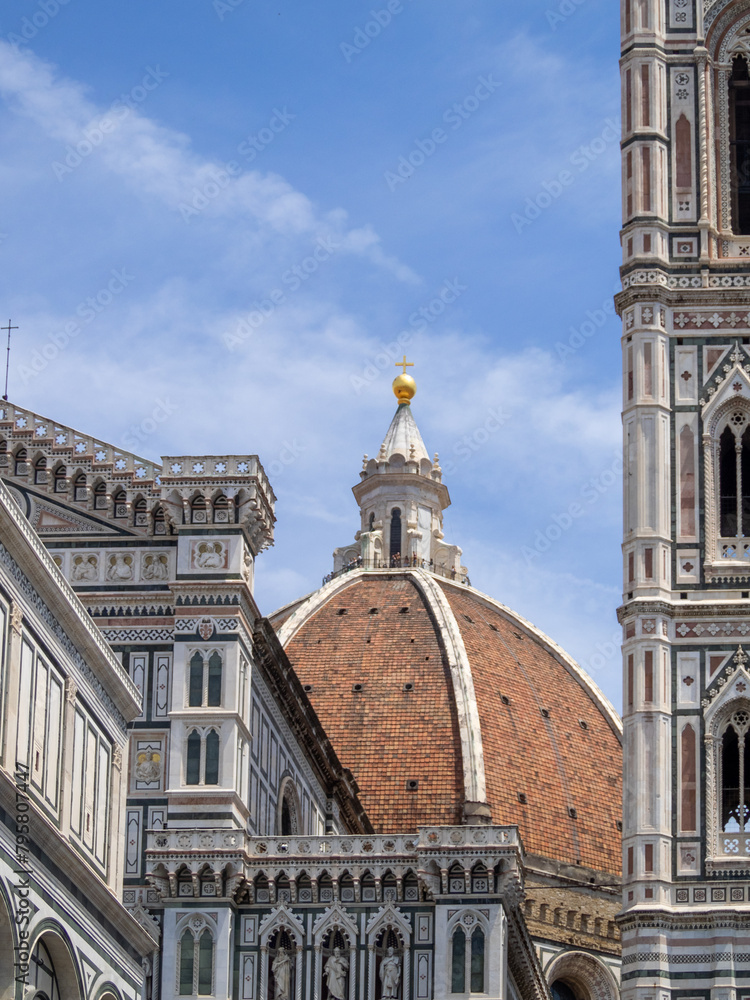 Florence Duomo dome behind Campanile de Giotto