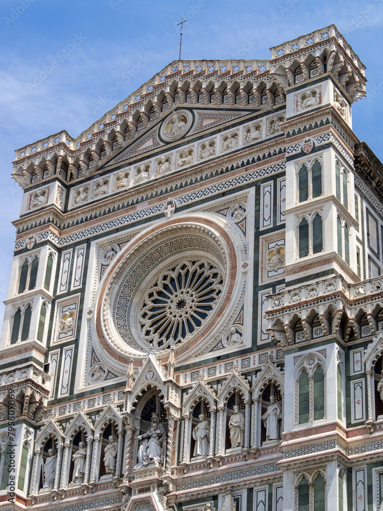Facade detail with rose window, Santa Maria del Fiore, Florence