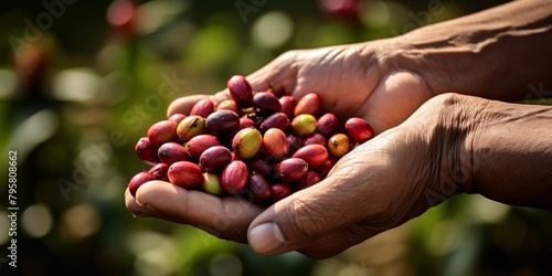 coffee beans in palms Generative AI