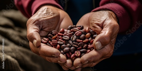 coffee beans in palms Generative AI