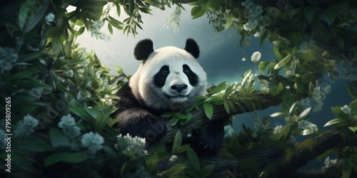 Panda in the forest Generative AI © Valentine