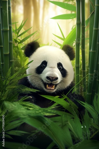 Panda in the forest Generative AI