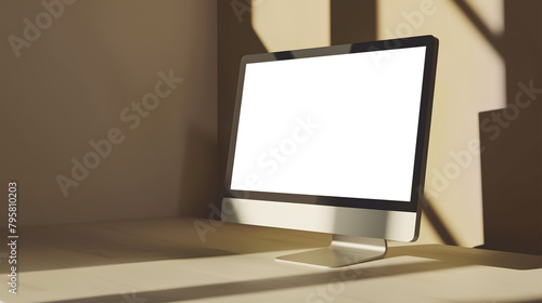 Minimalist desktop setup with a modern computer and transparent screen, designed for easy modifications © Jess rodriguez