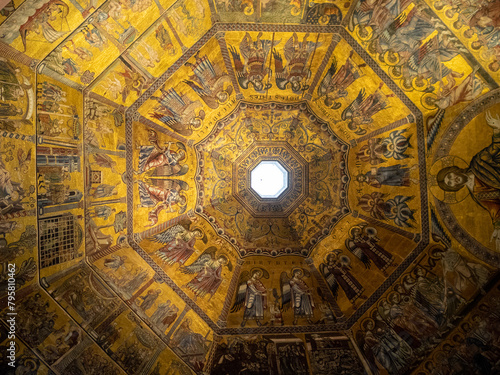 The mosaic of the dome of Battistero di San Giovanni, Florence photo