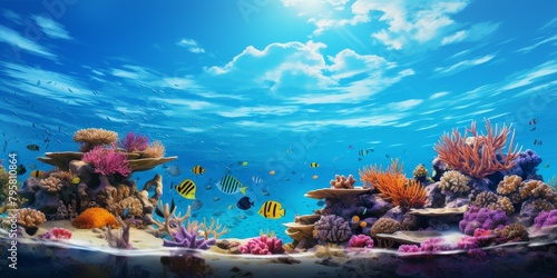 underwater world corals fish Generative AI #795810864