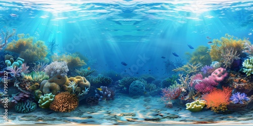 underwater world corals fish Generative AI #795811227