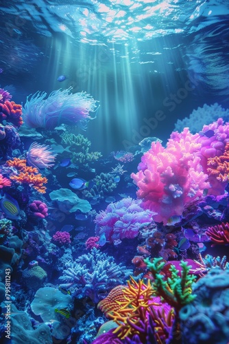 underwater world corals fish Generative AI