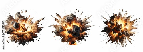 three explosions on a transparent background photo