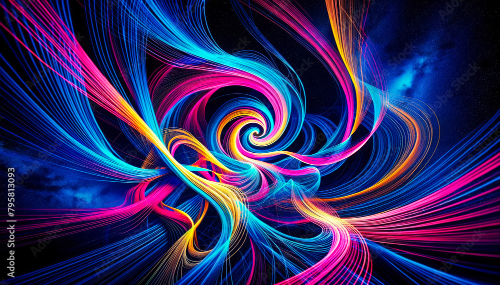 Abstract vortex of dynamic swirls in vibrant pinks, blues, yellows, evoking energy and inspiration. Abstract vortex of dynamic swirls in vibrant pinks, blues, yellows, evoking energy and inspiration.