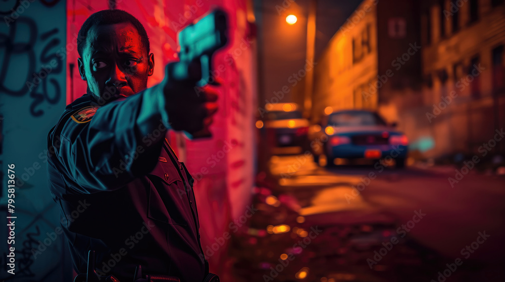 A policeman with a gun. A policeman man aiming pistols in suspects in blunting. The arrest of criminals. A policeman with a gun. A policeman man aiming pistols in suspects in blunting. The arrest of criminals.