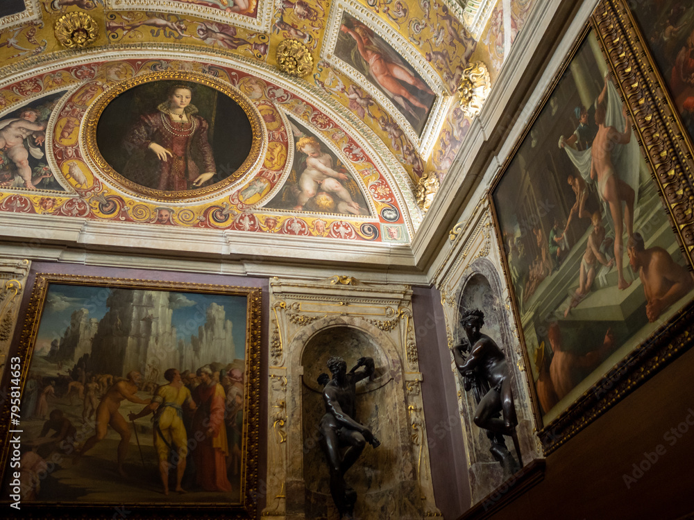Obraz premium Paintings on the walls of the Study of Francesco I at Palazzo Vecchio, Florence