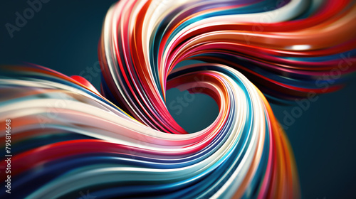 A mesmerizing twirl of colorful ribbons creates a sense of movement and harmony in an abstract digital artwork.