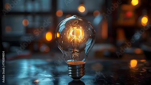 Glowing light bulb symbolizing creativity innovation and intelligence in brainstorming and ideas. Concept Creativity, Innovation, Brainstorming, Ideas, Light Bulb photo