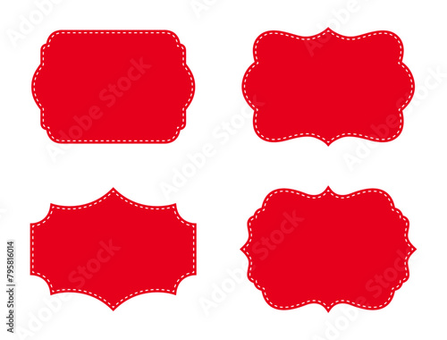 Vintage blank Islamic frame shape set with stitched effect templates for decorative retro designs. Set of Islamic frames shapes. Vintage rectangle ornaments. Wedding frames classic design element set.