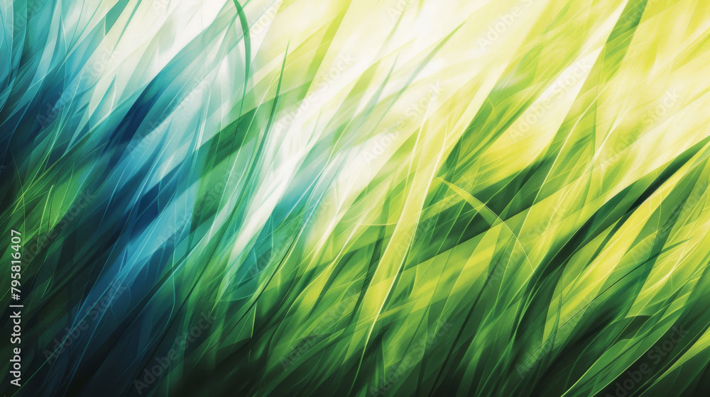 Fototapeta premium Vibrant digital artwork with a dynamic blend of green and yellow hues, evoking natural energy