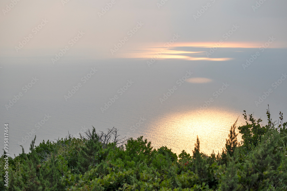Sunset view of coastline of Lefkada island, Greece Sunset view of coastline of Lefkada island, Greece