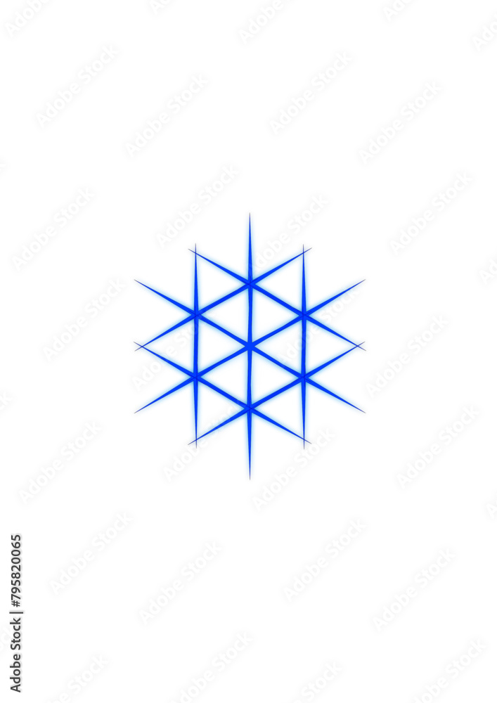 light blue six-pointed snow crystal with a central star, abstract vector graphic as a symbol light blue six-pointed snow crystal with a central star, abstract vector graphic as a symbol