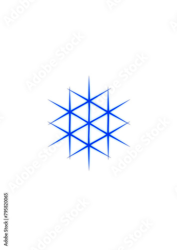 light blue six-pointed snow crystal with a central star, abstract vector graphic as a symbol