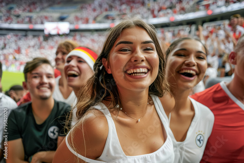 German football soccer fans in a stadium supporting the national team, Die Mannschaft  © PixelGallery