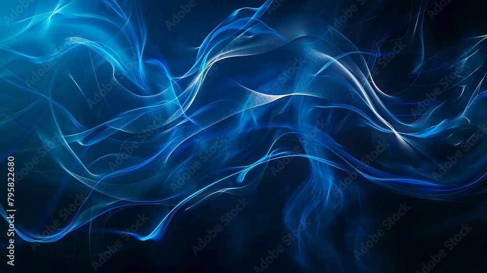 Abstract blue smoke on a dark background. Design element for brochure, advertisements, presentation, web and other graphic designer works.