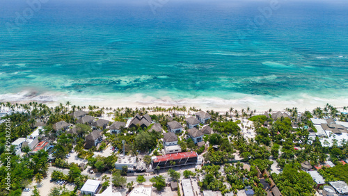 Aerial drone view of Tulum beach in Mexico © Michael