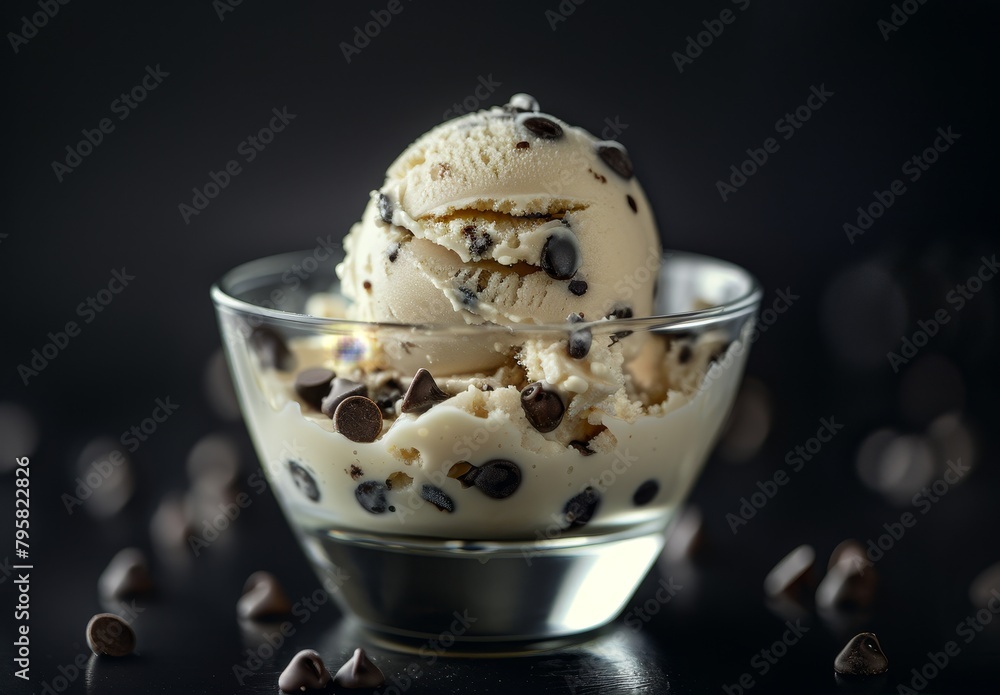 Delicious chocolate chip ice cream dessert Delicious chocolate chip ice cream dessert