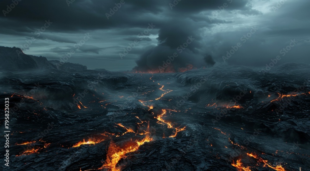 Apocalyptic Volcanic Eruption Landscape