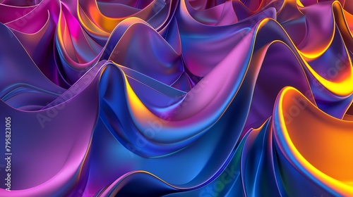 3d rendering  abstract background with wavy folds of colorful silk or satin texture